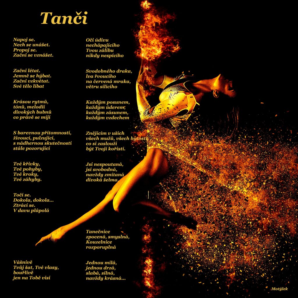 Motivační plakát Tanči - umělecká báseň od Motýlek - Nuataa Sonáya